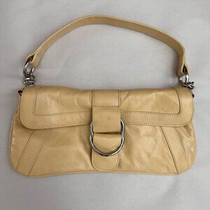 Hobo‎ International Leather Baguette HandBag Purse  11.5x6 Light Yellow Y2K